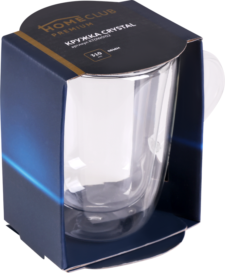 Кружка HOMECLUB Crystal с двойной стенкой, 330мл, стекло, Арт. KTDW0152, предпросмотр