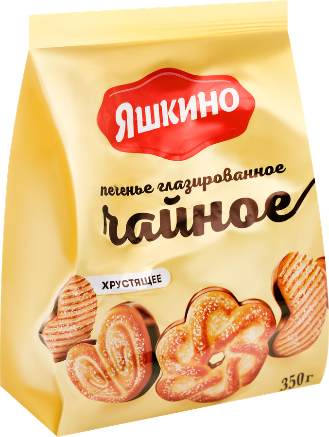 Печенье сахарное ЯШКИНО Чайное, глазированное, 350г, превью