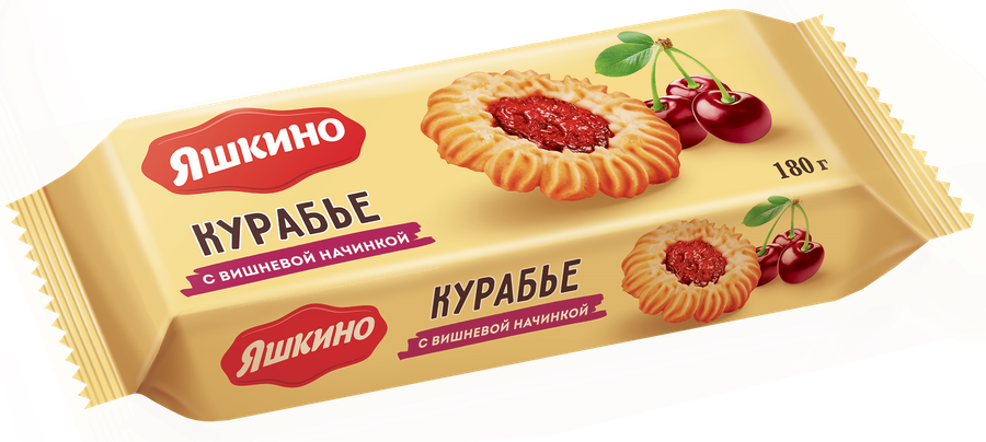 Печенье сдобное ЯШКИНО Курабье с вишневым джемом, 180г, предпросмотр