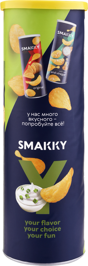 Чипсы картофельные SMAKKY со вкусом сметаны и лука, 110г, предпросмотр