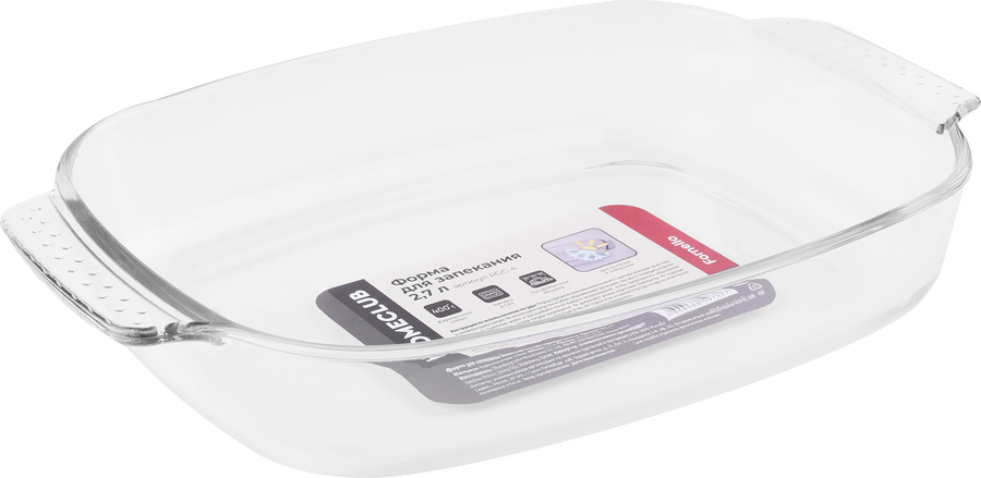 Форма для запекания HOMECLUB Fornello 35x23х6см, прямоугольная, жаропрочное стекло, Арт. RGC-4 2,7л, предпросмотр