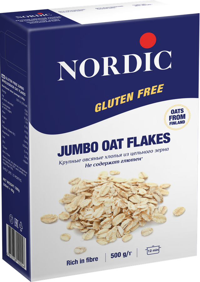 Хлопья овсяные безглютеновые NORDIC крупные, 500г, превью