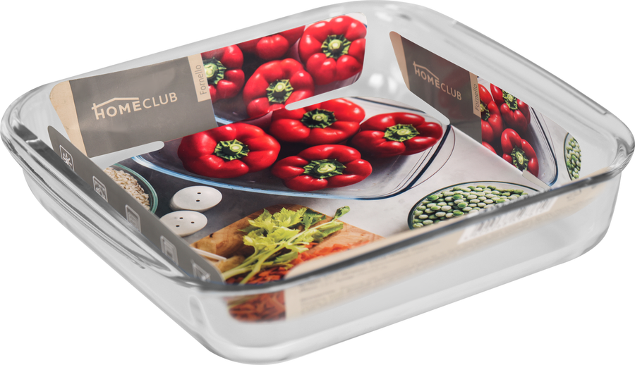 Форма для запекания HOMECLUB Fornello 25х22х5см, квадратная, жаропрочное стекло, Арт. RGC-3 1,8л, предпросмотр