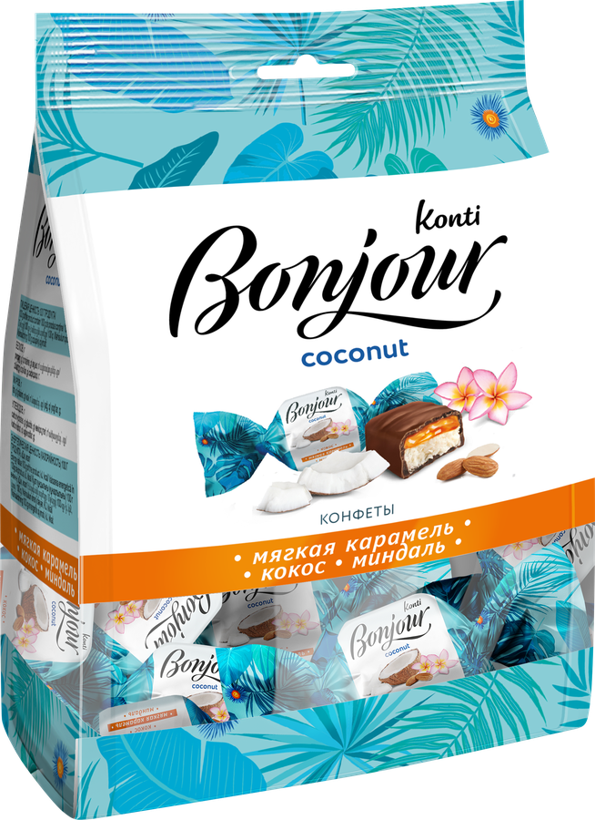 Конфеты KONTI Bonjour coconut, 200г, предпросмотр