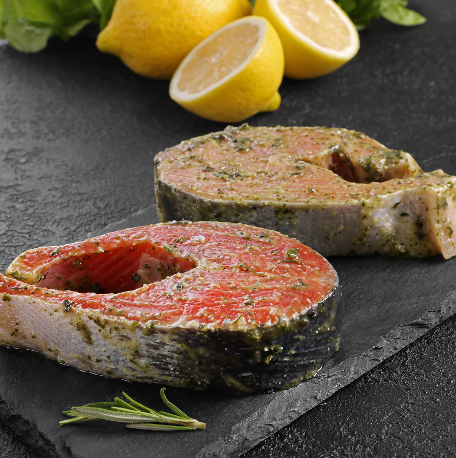 Форель Радужная в маринаде ЛЕНТА FRESH с чесноком и сливками, 
стейк, весовая, превью
