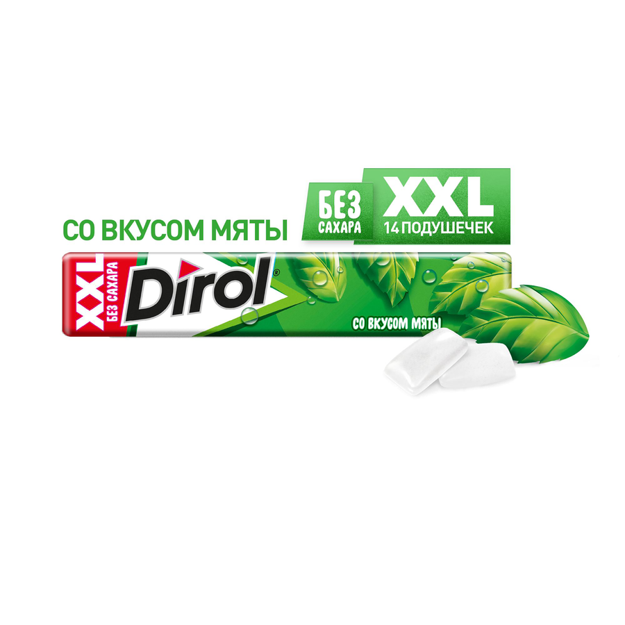 Жевательная резинка DIROL XXL без сахара со вкусом мяты, 19г, предпросмотр