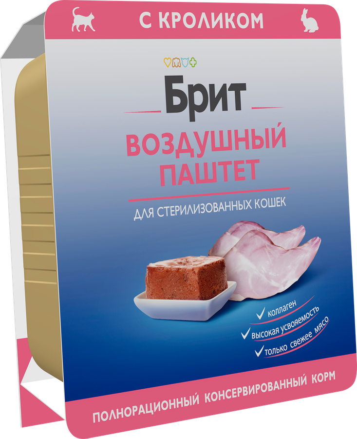 Корм консервированный для кошек BRIT Воздушный паштет Кролик, для стерилизованных, 100г, превью