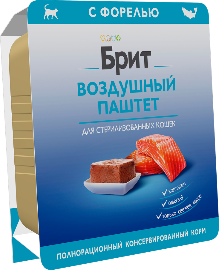 Корм консервированный для кошек BRIT Воздушный паштет Форель, для стерилизованных, 100г, превью