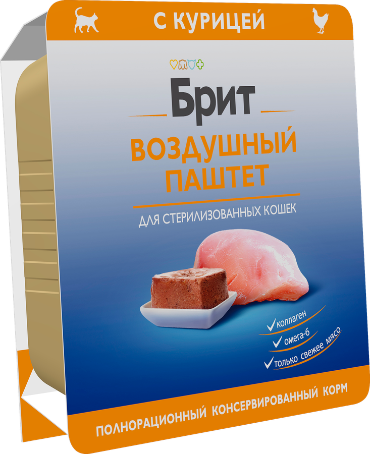 Корм консервированный для кошек BRIT Воздушный паштет Курица, для стерилизованных, 100г, предпросмотр