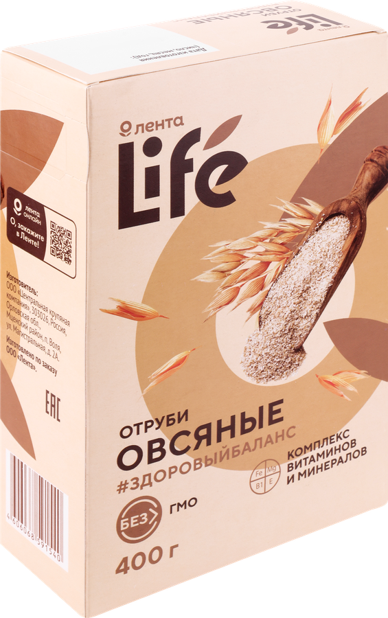 Отруби овсяные ЛЕНТА LIFE, 400г, предпросмотр