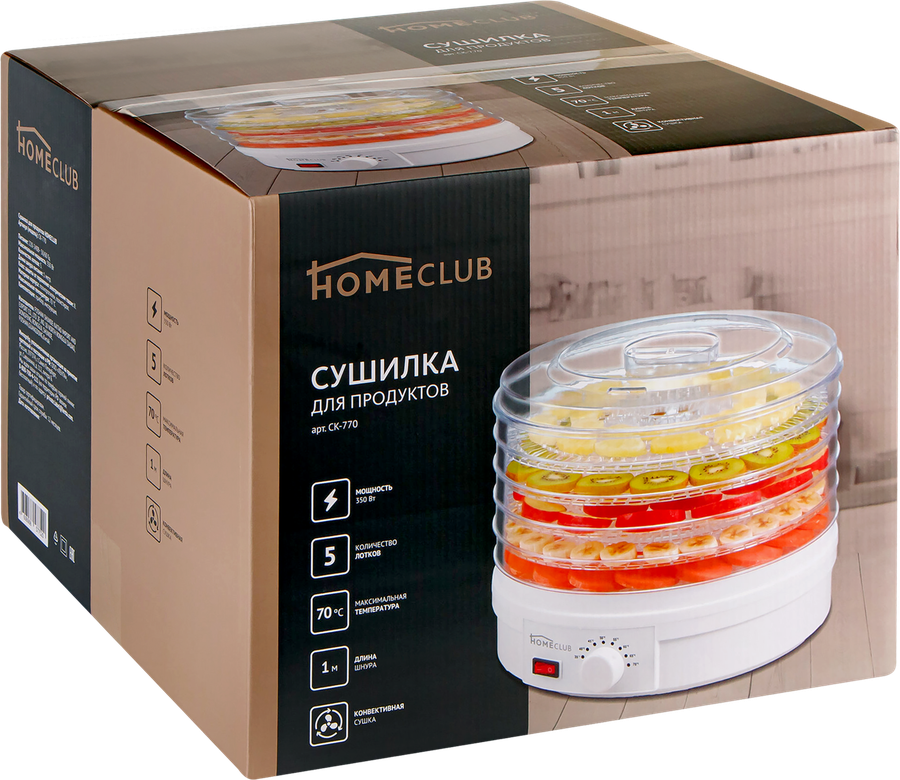 Сушилка для продуктов HOMECLUB 33x33см, 5 уровней, Арт. CK-770, предпросмотр