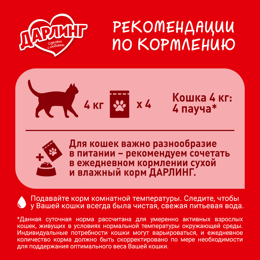 Корм влажный для взрослых кошек ДАРЛИНГ Утка в подливе, 75г, предпросмотр