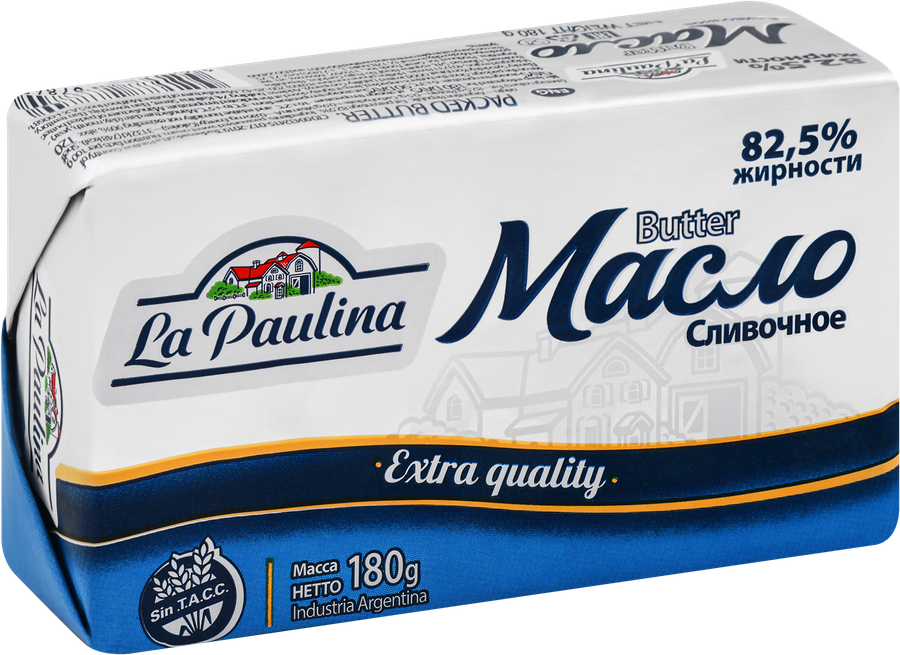 Масло сливочное LA PAULINA несоленое 82,5%, без змж, 180г, предпросмотр