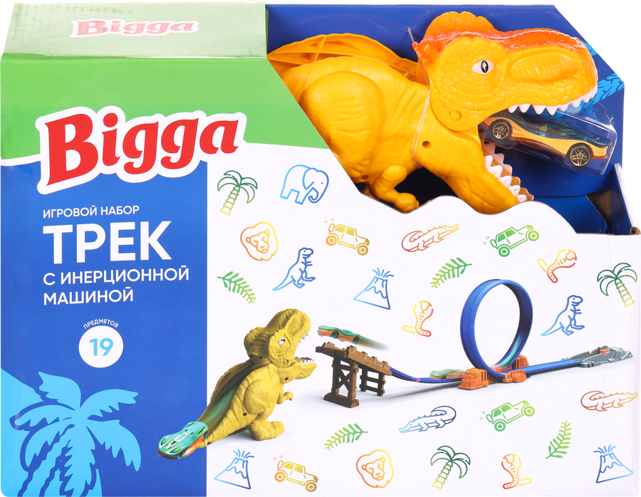 Набор игровой BIGGA Трек с инерционной машинкой, 16 предметов, Арт. 921021203, предпросмотр