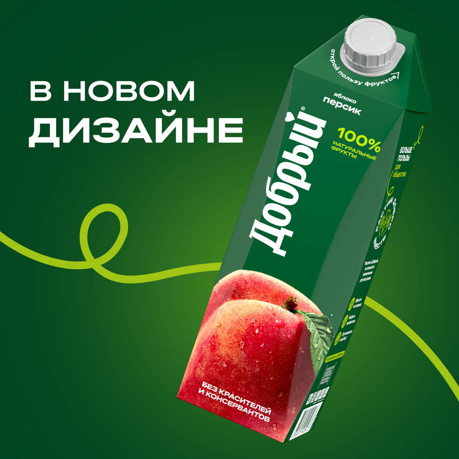 Напиток сокосодержащий ДОБРЫЙ Яблоко, персик, 1л, превью