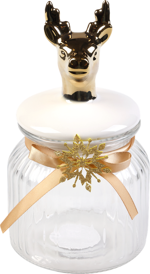 Банка для печенья HOMECLUB Christmas deer, стекло, керамика, 650мл, Арт. HMny2, превью