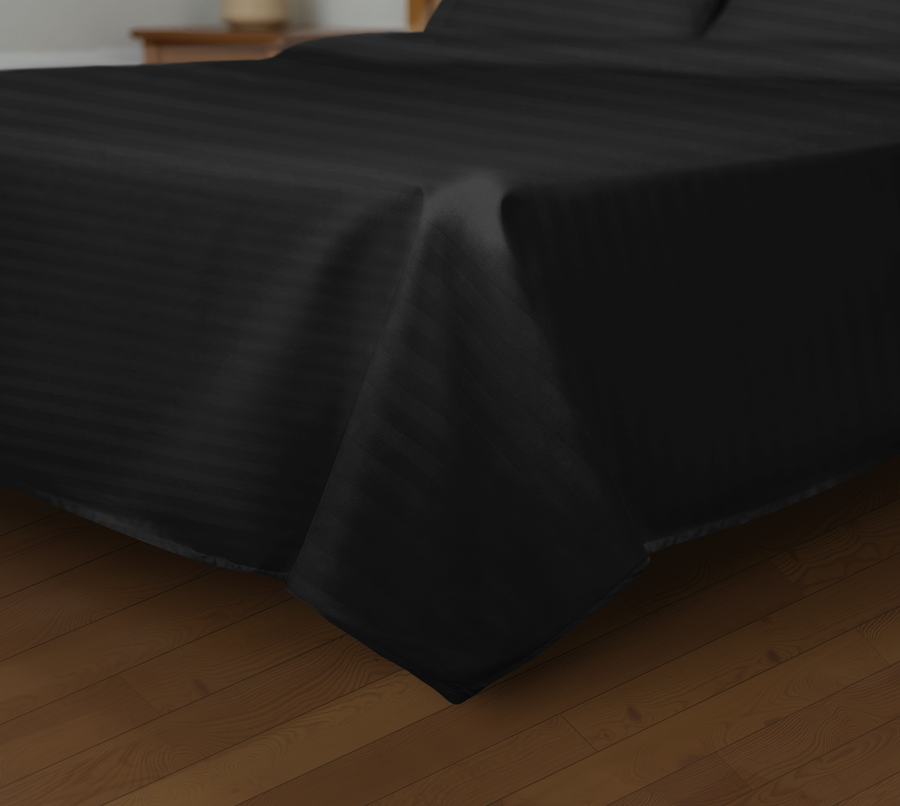 Простыня HOMECLUB 220x240см, черная, страйп-сатин, предпросмотр