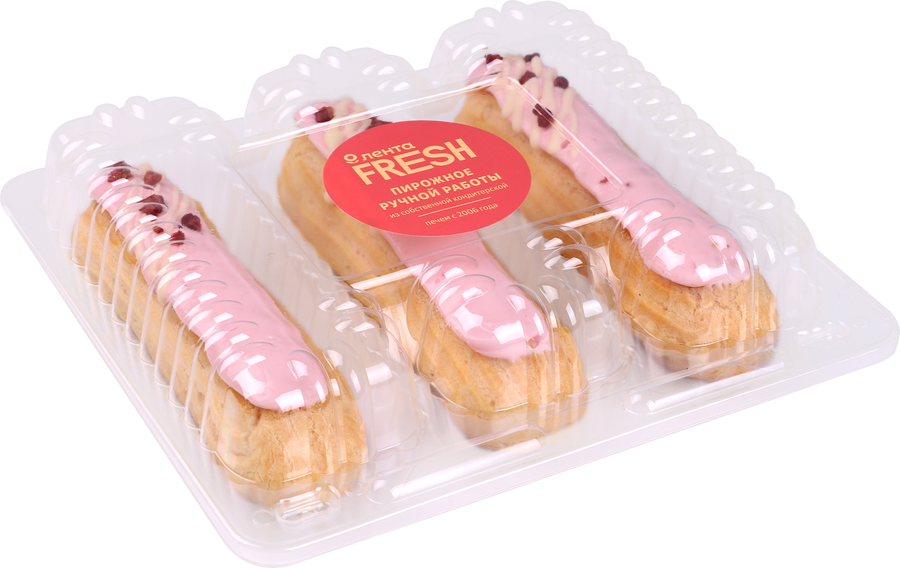 Набор пирожных ЛЕНТА FRESH Эклер малиновый, 180г, предпросмотр