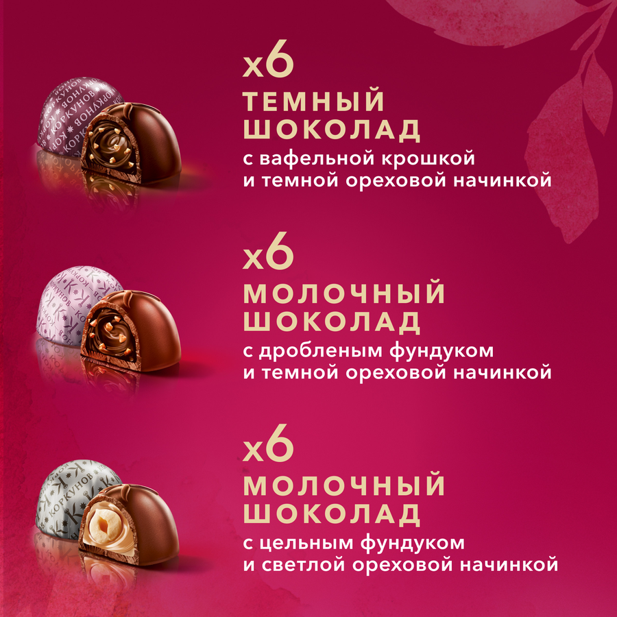 Конфеты КОРКУНОВ Ассорти из темного и молочного шоколада, 165г, предпросмотр