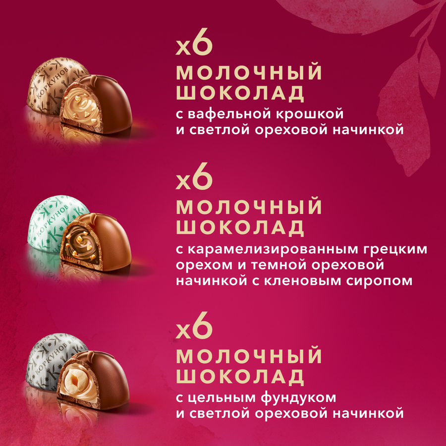 Конфеты КОРКУНОВ Ассорти из молочного шоколада, 165г, превью