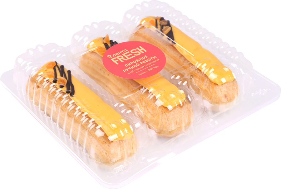 Набор пирожных ЛЕНТА FRESH Эклер со вкусом манго, 180г, предпросмотр