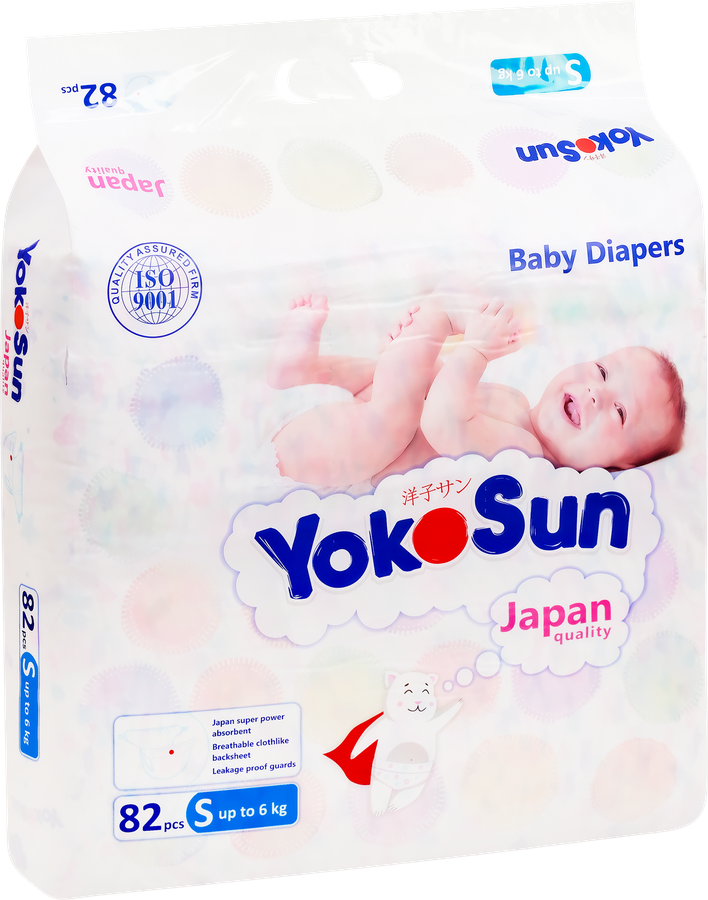 Подгузники YOKOSUN S до 6кг, 82шт, превью