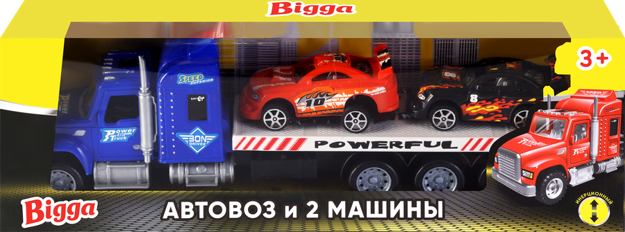 Набор игровой BIGGA Автовоз инерционный и 2 машины, Арт. 666-09A, превью