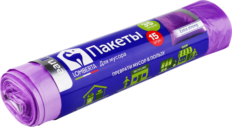 Пакет для мусора LOMBERTA с затяжкой, 35л, Арт. 720171, 15шт, предпросмотр