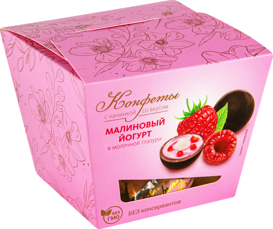 Конфеты Малиновый йогурт в молочной глазури, 130г, превью