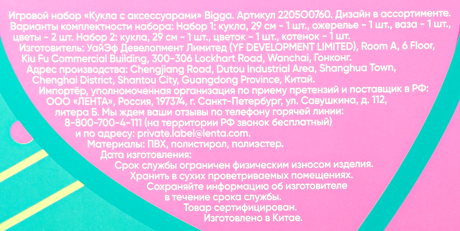 Набор игровой BIGGA Кукла с аксессуарами, Арт. 2205O0760, предпросмотр