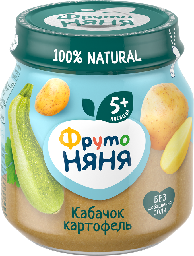 Пюре овощное ФРУТОНЯНЯ Кабачок и картофель, с 5 месяцев, 110г, превью