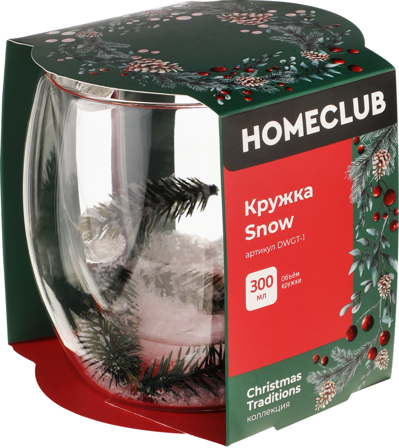 Кружка HOMECLUB Snow с двойной стенкой, стекло, 300мл, Арт. DWGT-1, превью