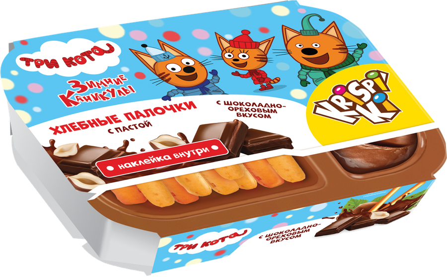Хлебные палочки KRISPIKI с пастой с шоколадно-ореховым вкусом, с подарком, 35г, предпросмотр