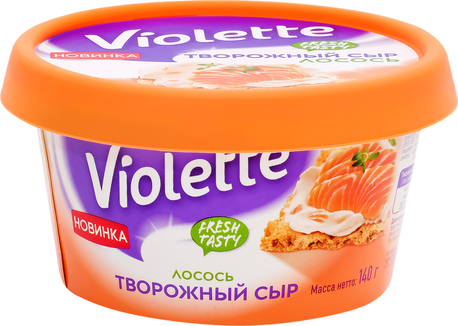 Сыр творожный КАРАТ Виолетта с лососем 70%, без змж, 140г, превью