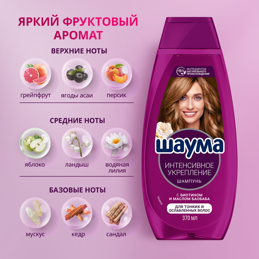 Шампунь для волос ШАУМА Интенсивное укрепление, 370мл, превью