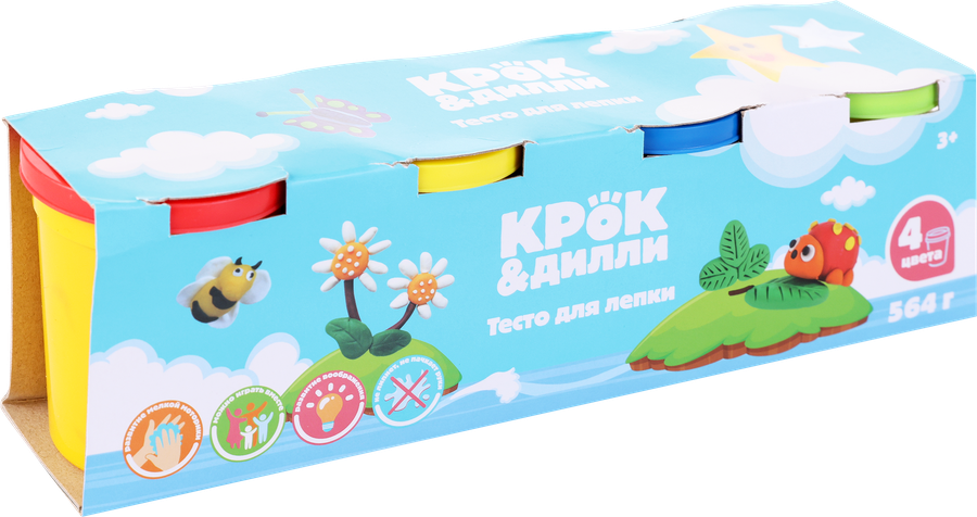 Тесто для лепки КРОК&ДИЛЛИ 4 цвета, Арт. 3516, превью