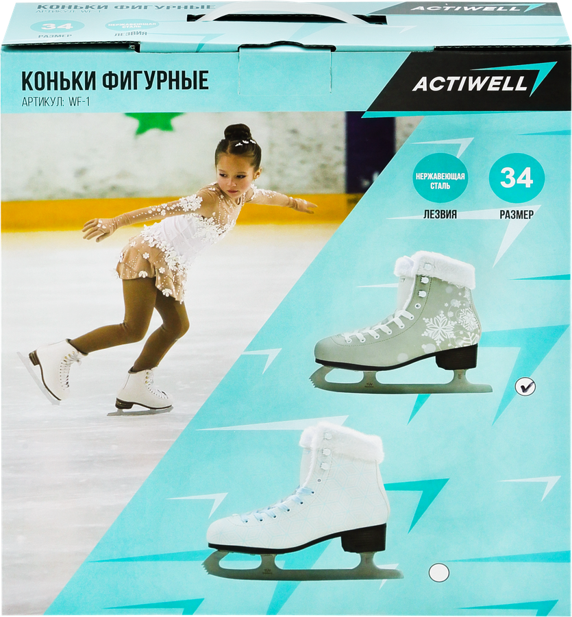 Коньки фигурные ACTIWELL р. 31, 32, 33, 34, 35, 36, белые, Арт. WF-1, превью