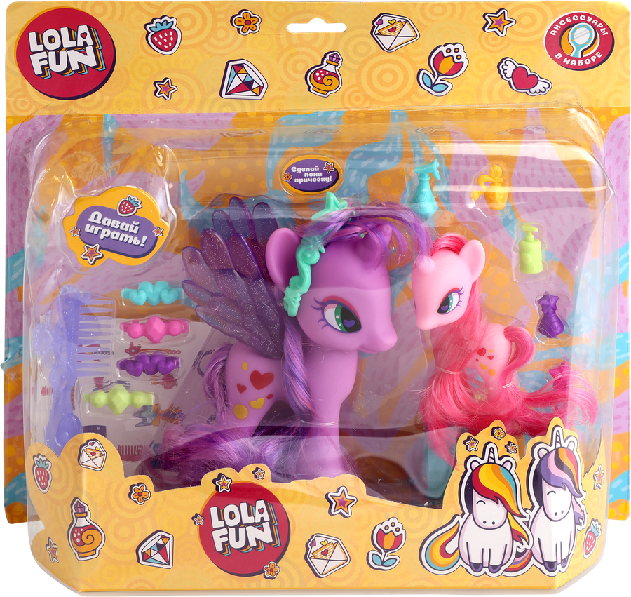 Набор игровой LOLA FUN Пони – 2шт, с аксессуарами, 14 предметов, Арт. 63815 A-B, превью