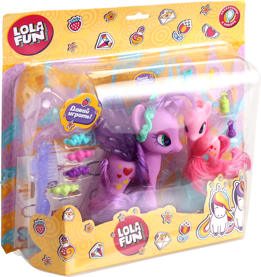 Набор игровой LOLA FUN Пони – 2шт, с аксессуарами, 14 предметов, Арт. 63815 A-B, превью