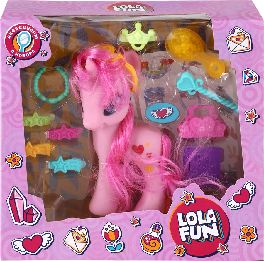 Набор игровой LOLA FUN Пони 14см, с аксессуарами, 13 предметов, Арт. 63811 C-D, превью