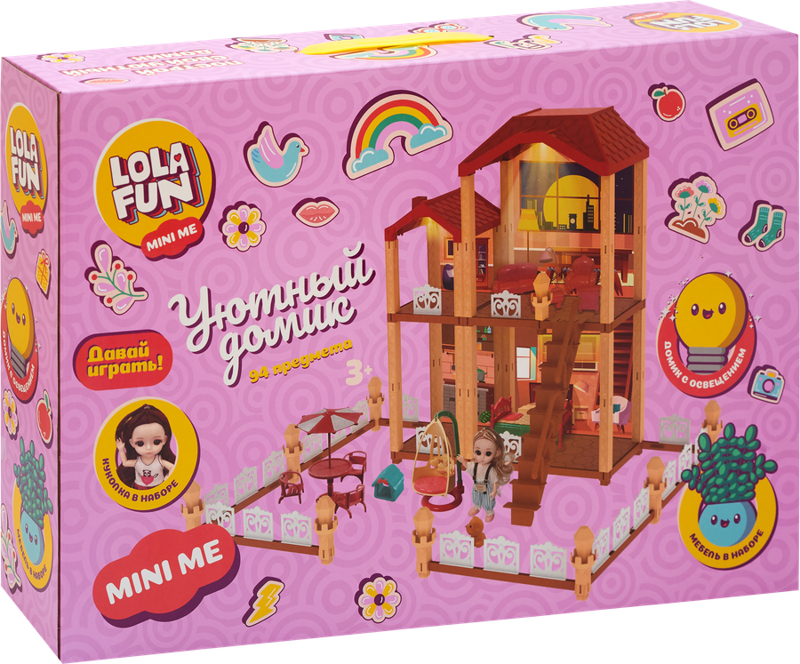 Набор игровой LOLA FUN Собери домик для куколки, со световыми эффектами, 94 предмета, Арт. 2204Z0283, предпросмотр