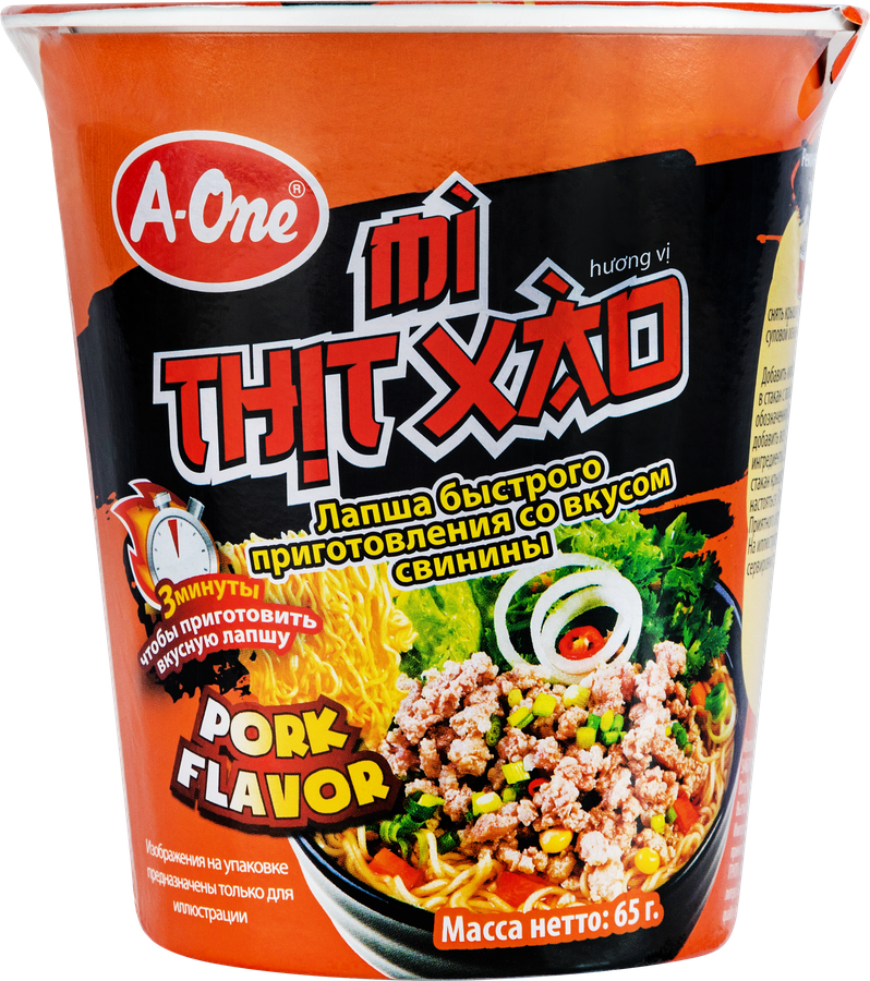 Лапша A-ONE со вкусом свинины, 65г, предпросмотр