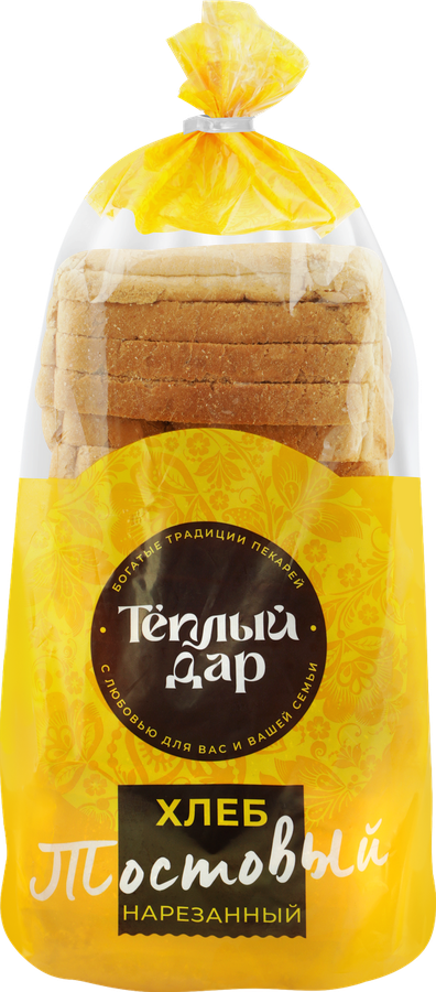 Хлеб ТЕПЛЫЙ ДАР Тостовый, в нарезке, 500г, превью