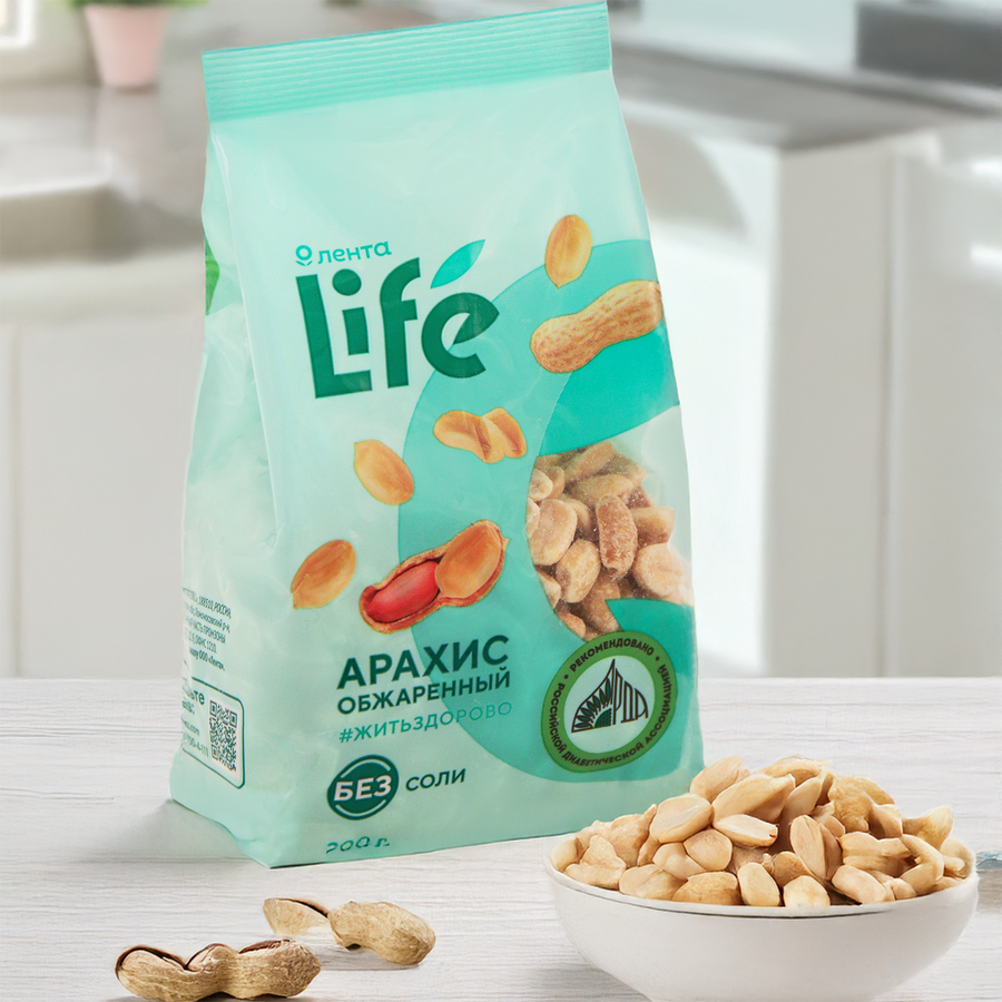 Арахис ЛЕНТА LIFE жареный без соли, 200г, превью