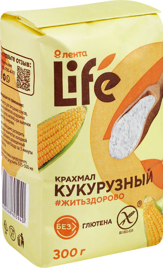 Крахмал кукурузный ЛЕНТА LIFE без глютена, 300г, предпросмотр