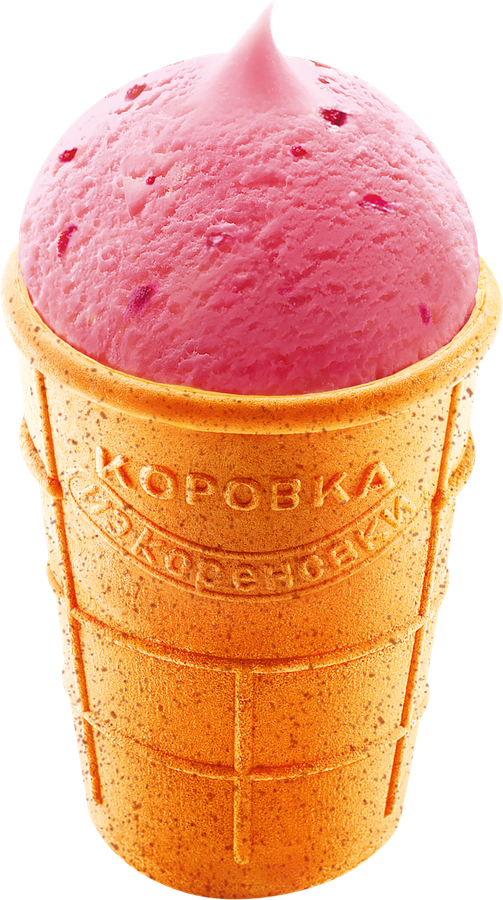 Мороженое КОРОВКА ИЗ КОРЕНОВКИ Пломбир с вишней 15%, без змж, вафельный стаканчик, 100г, предпросмотр