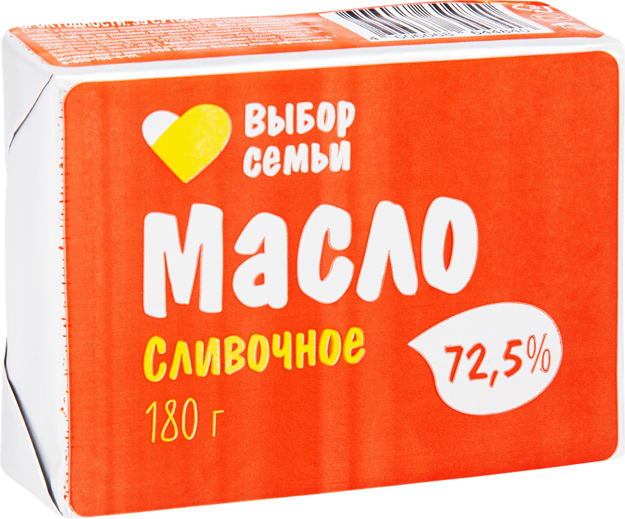 Масло сливочное ВЫБОР СЕМЬИ 72,5%, без змж, 180г, превью