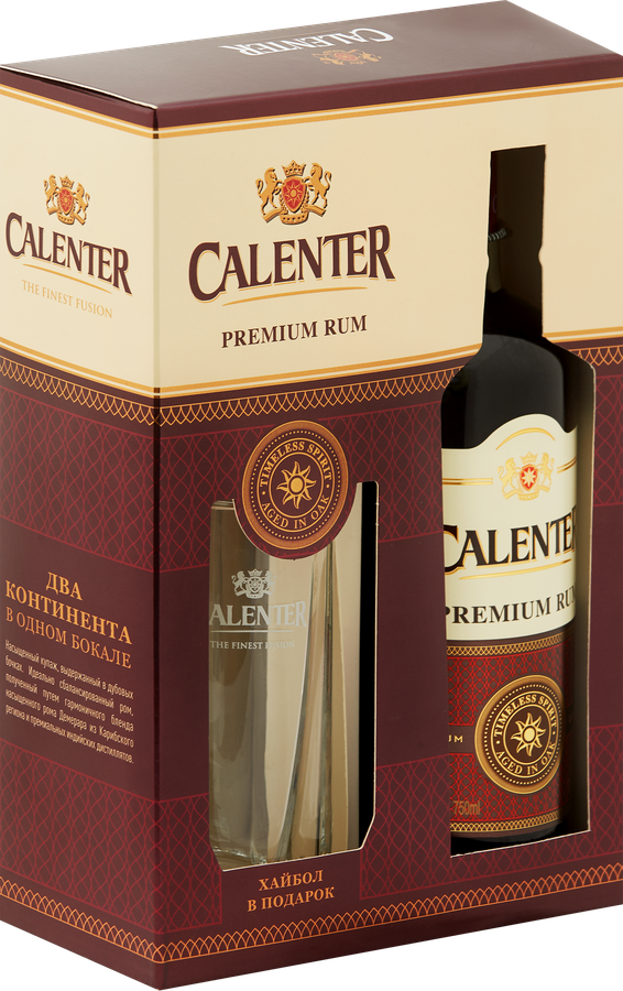 Ром CALENTER Premium выдержанный 42,8%,&nbsp;со стаканом, п/у, 0.75л, превью