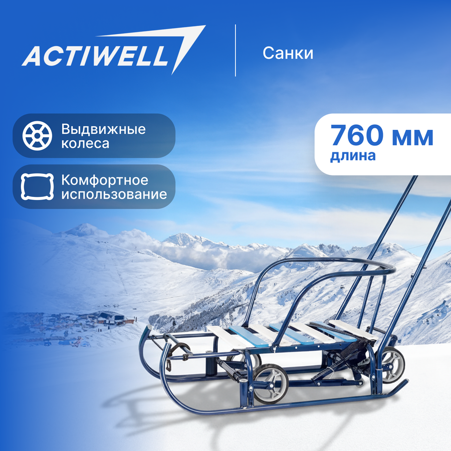 Санки ACTIWELL с колесиками Т6У+Л/С, предпросмотр