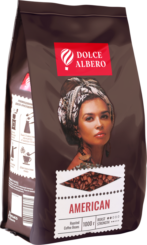 Кофе зерновой DOLCE ALBERO American 100% Arabica, 1кг, превью